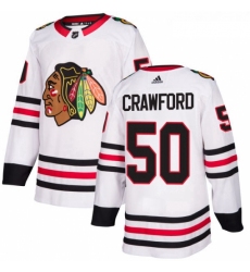Womens Adidas Chicago Blackhawks 50 Corey Crawford Authentic White Away NHL Jersey 
