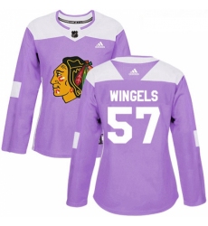Womens Adidas Chicago Blackhawks 57 Tommy Wingels Authentic Purple Fights Cancer Practice NHL Jersey 