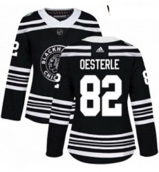 Womens Adidas Chicago Blackhawks 82 Jordan Oesterle Authentic Black 2019 Winter Classic NHL Jersey 