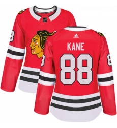 Womens Adidas Chicago Blackhawks 88 Patrick Kane Authentic Red Home NHL Jersey 