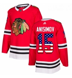 Youth Adidas Chicago Blackhawks 15 Artem Anisimov Authentic Red USA Flag Fashion NHL Jersey 