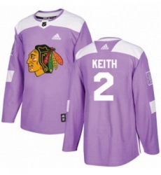 Youth Adidas Chicago Blackhawks 2 Duncan Keith Authentic Purple Fights Cancer Practice NHL Jersey 