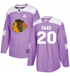 Youth Adidas Chicago Blackhawks 20 Brandon Saad Authentic Purple Fights Cancer Practice NHL Jersey 