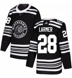 Youth Adidas Chicago Blackhawks 28 Steve Larmer Authentic Black 2019 Winter Classic NHL Jersey 