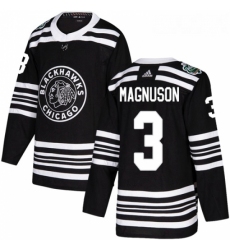 Youth Adidas Chicago Blackhawks 3 Keith Magnuson Authentic Black 2019 Winter Classic NHL Jersey 