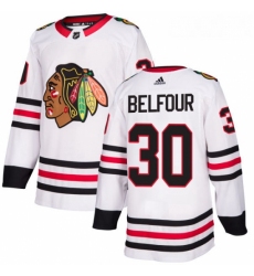 Youth Adidas Chicago Blackhawks 30 ED Belfour Authentic White Away NHL Jersey 