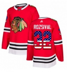 Youth Adidas Chicago Blackhawks 32 Michal Rozsival Authentic Red USA Flag Fashion NHL Jersey 
