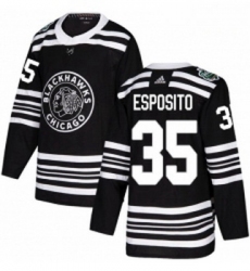 Youth Adidas Chicago Blackhawks 35 Tony Esposito Authentic Black 2019 Winter Classic NHL Jersey 