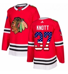 Youth Adidas Chicago Blackhawks 37 Graham Knott Authentic Red USA Flag Fashion NHL Jersey 
