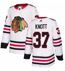 Youth Adidas Chicago Blackhawks 37 Graham Knott Authentic White Away NHL Jersey 