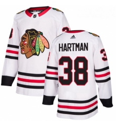 Youth Adidas Chicago Blackhawks 38 Ryan Hartman Authentic White Away NHL Jersey 