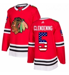 Youth Adidas Chicago Blackhawks 5 Adam Clendening Authentic Red USA Flag Fashion NHL Jersey 