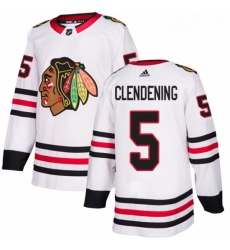 Youth Adidas Chicago Blackhawks 5 Adam Clendening Authentic White Away NHL Jersey 
