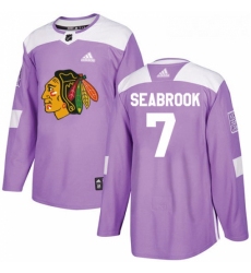 Youth Adidas Chicago Blackhawks 7 Brent Seabrook Authentic Purple Fights Cancer Practice NHL Jersey 