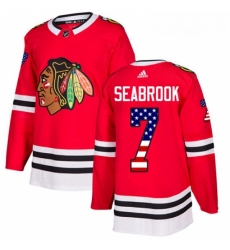 Youth Adidas Chicago Blackhawks 7 Brent Seabrook Authentic Red USA Flag Fashion NHL Jersey 