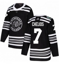 Youth Adidas Chicago Blackhawks 7 Chris Chelios Authentic Black 2019 Winter Classic NHL Jersey 