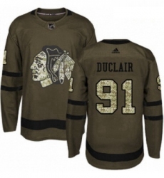 Youth Adidas Chicago Blackhawks 91 Anthony Duclair Authentic Green Salute to Service NHL Jersey 