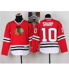youth nhl jerseys chicago blackhawks #10 sharp red[2015 Stanley cup champions] II