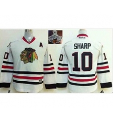 youth nhl jerseys chicago blackhawks #10 sharp white[2015 Stanley cup champions][patch A]