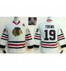 youth nhl jerseys chicago blackhawks #19 toews white[2015 Stanley cup champions]