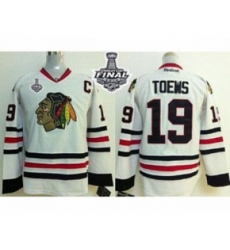 youth nhl jerseys chicago blackhawks #19 toews white[2015 stanley cup][patch C]