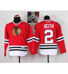 youth nhl jerseys chicago blackhawks #2 keith red[2015 Stanley cup champions]