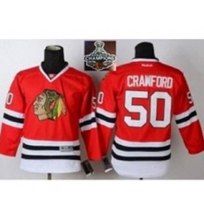 youth nhl jerseys chicago blackhawks #50 crawford red[2015 Stanley cup champions]
