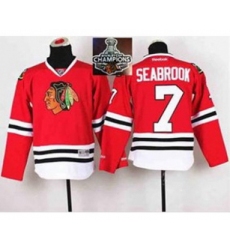 youth nhl jerseys chicago blackhawks #7 seabrook red[2015 Stanley cup champions]