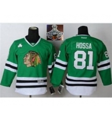 youth nhl jerseys chicago blackhawks #81 hossa green[2015 Stanley cup champions]