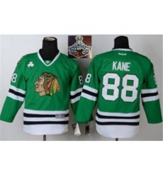 youth nhl jerseys chicago blackhawks #88 kane green[2015 Stanley cup champions]