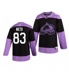Avalanche 83 Matt Nieto Black Purple Hockey Fights Cancer Adidas Jersey