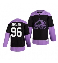 Avalanche 96 Mikko Rantanen Black Purple Hockey Fights Cancer Adidas Jersey