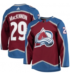 Men Adidas Colorado Avalanche 29 Nathan MacKinnon Authentic Burgundy Red Home NHL Jersey
