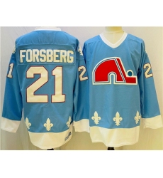 Men Colorado Avalanche 21 Peter Forsberg Blue Stitched Jersey