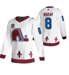 Men Colorado Avalanche 8 Cale Makar White 2022 Stanley Cup Final Patch Reverse Retro Stitched Jersey