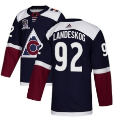 Men Colorado Avalanche 92 Gabriel Landeskog 2022 Navy Stanley Cup Champions Patch Stitched Jersey