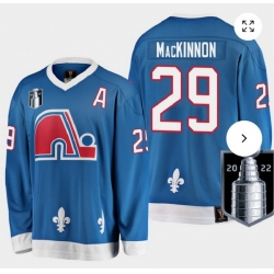 Men Colorado Avalanche Nathan Mackinnon #29 2022 Stanley Cup Patch Western Conference Champs Blue Stitched Jersey