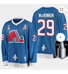 Men Colorado Avalanche Nathan Mackinnon #29 2022 Stanley Cup Patch Western Conference Champs Blue Stitched Jersey