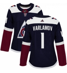 Womens Adidas Colorado Avalanche 1 Semyon Varlamov Premier Navy Blue Alternate NHL Jersey 