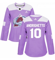 Womens Adidas Colorado Avalanche 10 Sven Andrighetto Authentic Purple Fights Cancer Practice NHL Jersey 