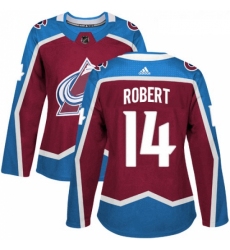 Womens Adidas Colorado Avalanche 14 Rene Robert Authentic Burgundy Red Home NHL Jersey 