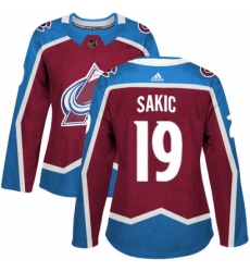 Womens Adidas Colorado Avalanche 19 Joe Sakic Authentic Burgundy Red Home NHL Jersey 