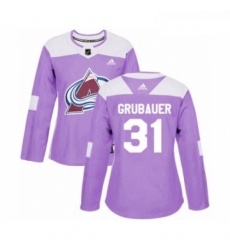 Womens Adidas Colorado Avalanche 31 Philipp Grubauer Authentic Purple Fights Cancer Practice NHL Jersey 