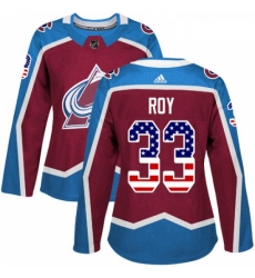 Womens Adidas Colorado Avalanche 33 Patrick Roy Authentic Burgundy Red USA Flag Fashion NHL Jersey 