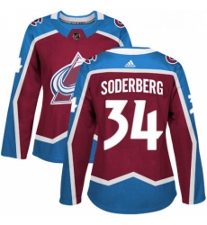 Womens Adidas Colorado Avalanche 34 Carl Soderberg Authentic Burgundy Red Home NHL Jersey 