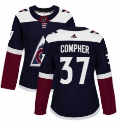 Womens Adidas Colorado Avalanche 37 JT Compher Authentic Navy Blue Alternate NHL Jersey 
