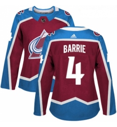 Womens Adidas Colorado Avalanche 4 Tyson Barrie Authentic Burgundy Red Home NHL Jersey 