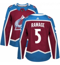 Womens Adidas Colorado Avalanche 5 Rob Ramage Authentic Burgundy Red Home NHL Jersey 
