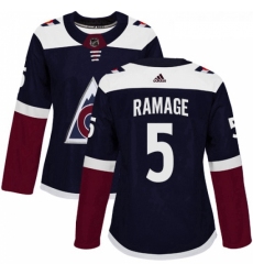 Womens Adidas Colorado Avalanche 5 Rob Ramage Authentic Navy Blue Alternate NHL Jersey 