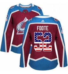Womens Adidas Colorado Avalanche 52 Adam Foote Authentic Burgundy Red USA Flag Fashion NHL Jersey 